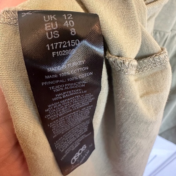 ASOS Peplum T-Shirt Sage Green 100% Cotton Size 8 - Picture 5 of 5